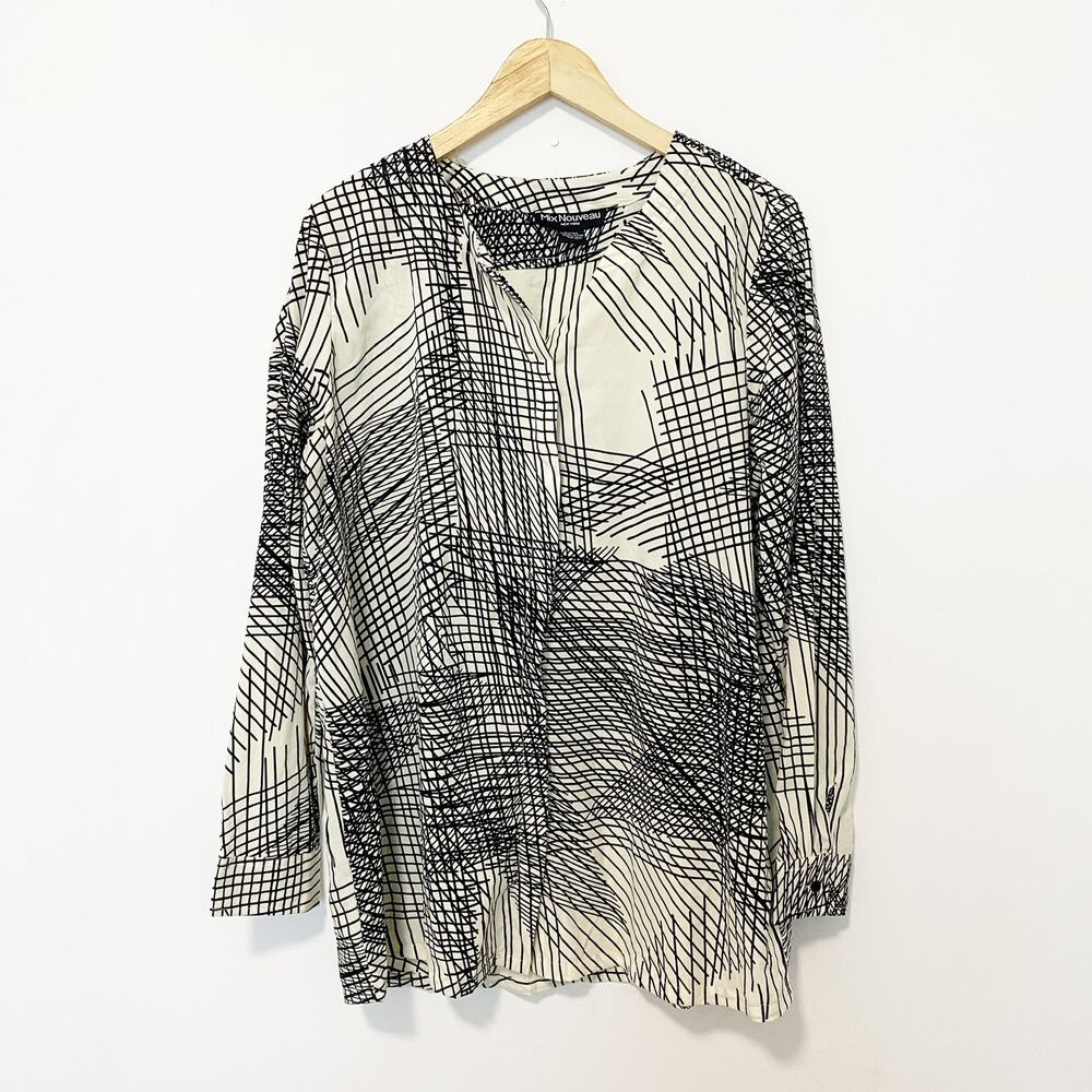 Mix Nouveau Abstract Art Print Blouse Size XL